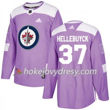 Pánské Hokejový Dres Winnipeg Jets Connor Hellebuyck 37 Adidas 2017-2018 Nachová Fights Cancer Practice Authentic